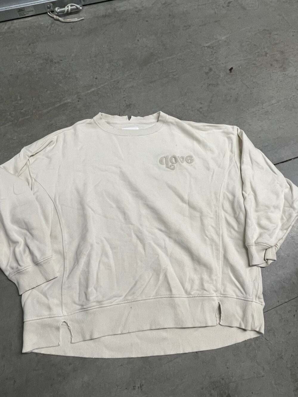 Aerie Love Embroidered Oversized Sweatshirt Cream